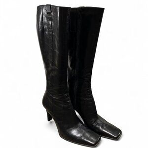 Nine West black knee-high leather boots with a sleek...